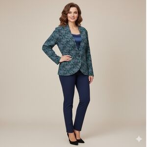 Vintage Blue GREEN PAISLEY STRETCH CORDUROY JACKET